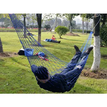 Nylon Mesh Single Hammock – Lightweight Outdoor Hanging Sleeping Bed for Camping 1
