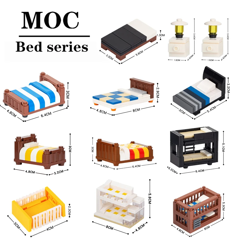 MOC City Series Interior House Furniture MOC Bed Crib Baby Brick Building Block Educational Toys For Children Creative Gifts DIY