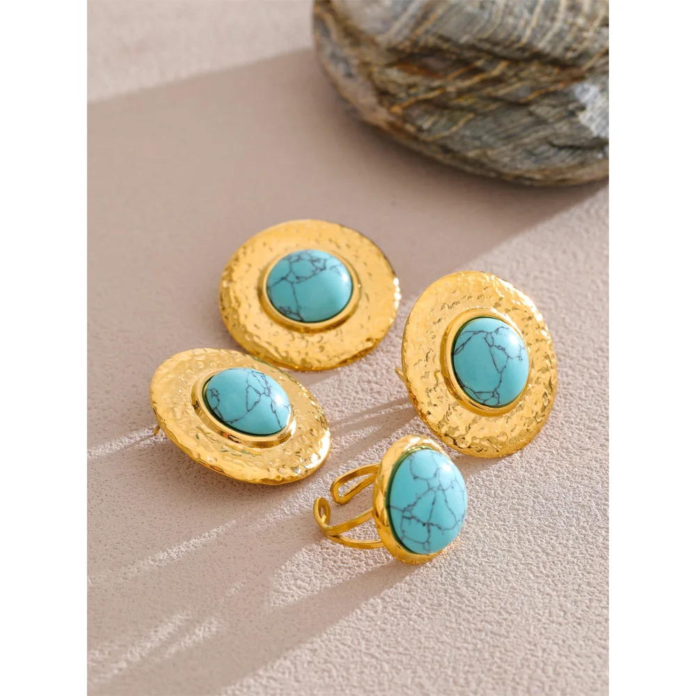 Yhpup Round Stud Earrings Ring for Women