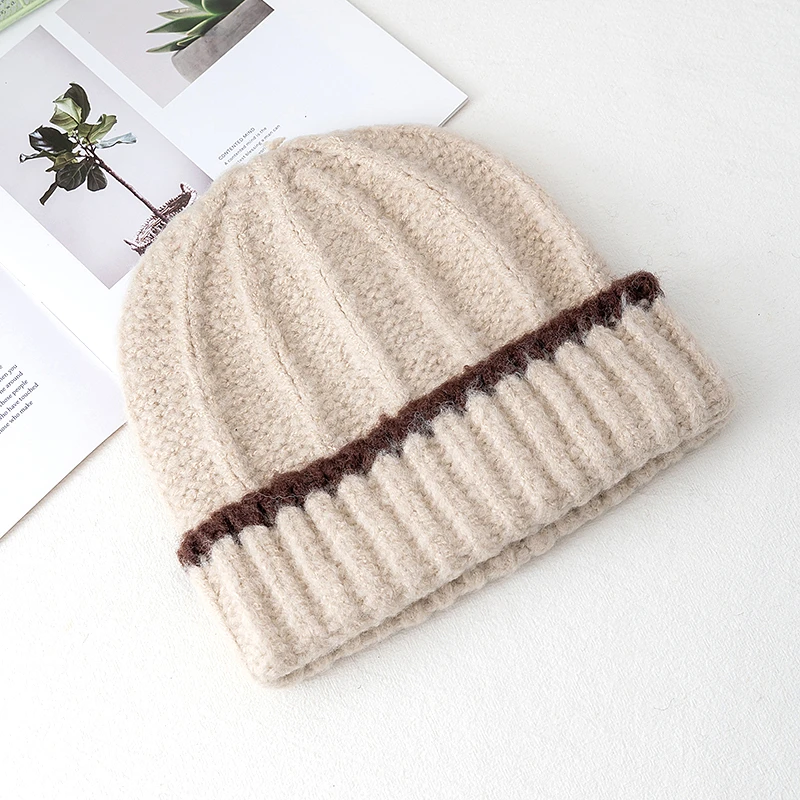 New Style Slouchy Winter Hats Beanie Cap Y2k Warm Cap For Women Casual Solid Color Decor Winter Outdoor Knitted Girl Hats