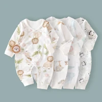 AYNIGIELL Spring Autumn Clothing New 0-6M Cotton Newborn Baby Girl Boy Romper Print Infant Jumpsuit Baby's Inner Clothing