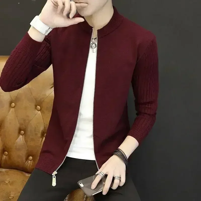 Suéter de punto para hombre, abrigo de color liso, ropa de hombre, cárdigan de negocios con bolsillos, chaqueta, réplica de alta calidad, nuevo en tops
