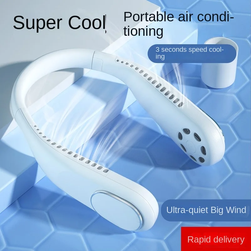 

Neck Hanging Small Fan USB Portable Student Mini Fan Leafless Rechargeable Small Electric Fan Neck Hanging Portable Sports