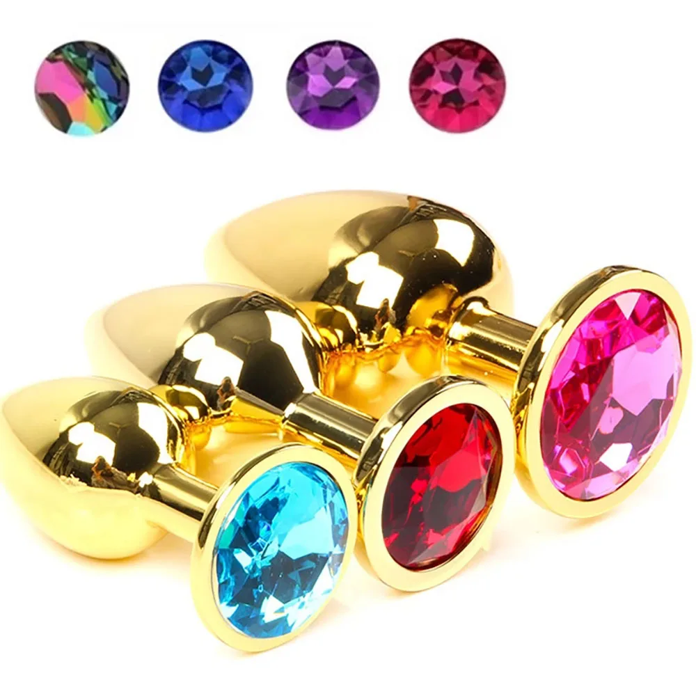 3PCS a Set Diamond Anal Butt Plug Metal Round Anal Plug with Diamond Anal Butt Training Plugs For Women Men Couple Adult Sex toy