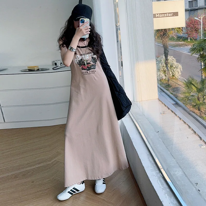 summer Design printed suspenders dress teen girls casual loose fitting vest  long T-shirt dresses junior child kids clothes 4-14 - AliExpress 1501