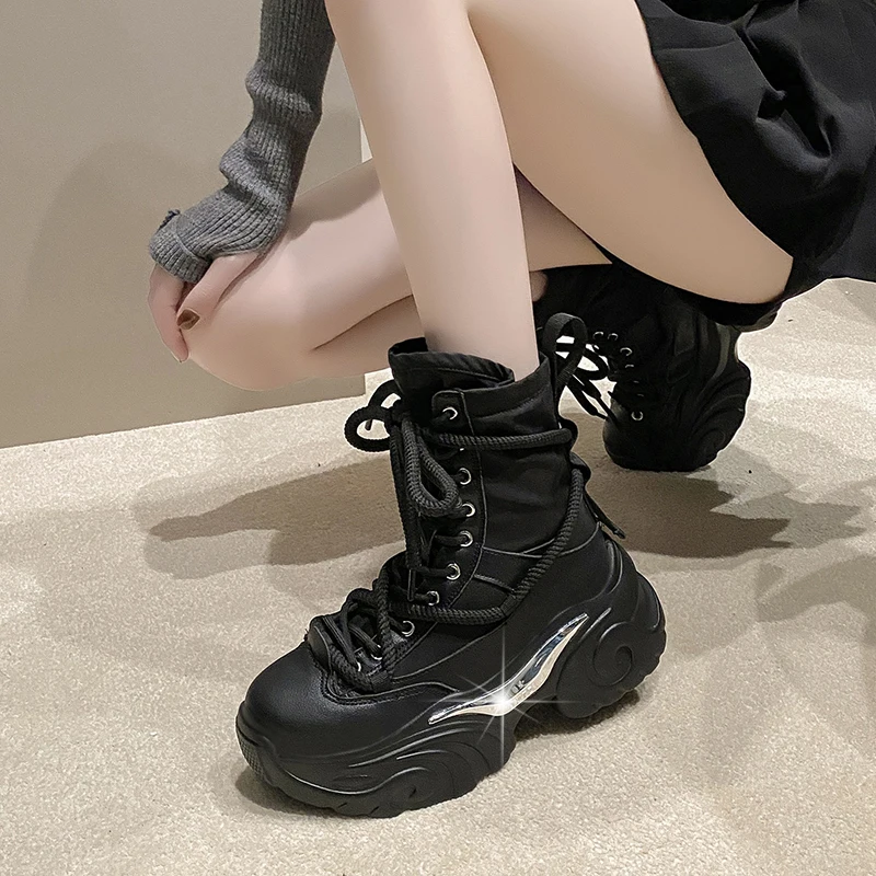 

Heels Punk Style Boots Women Autumn Winter Platform Combat Boots Woman 2024 Thick Bottom Gothic Motorcycle Botas Mujer