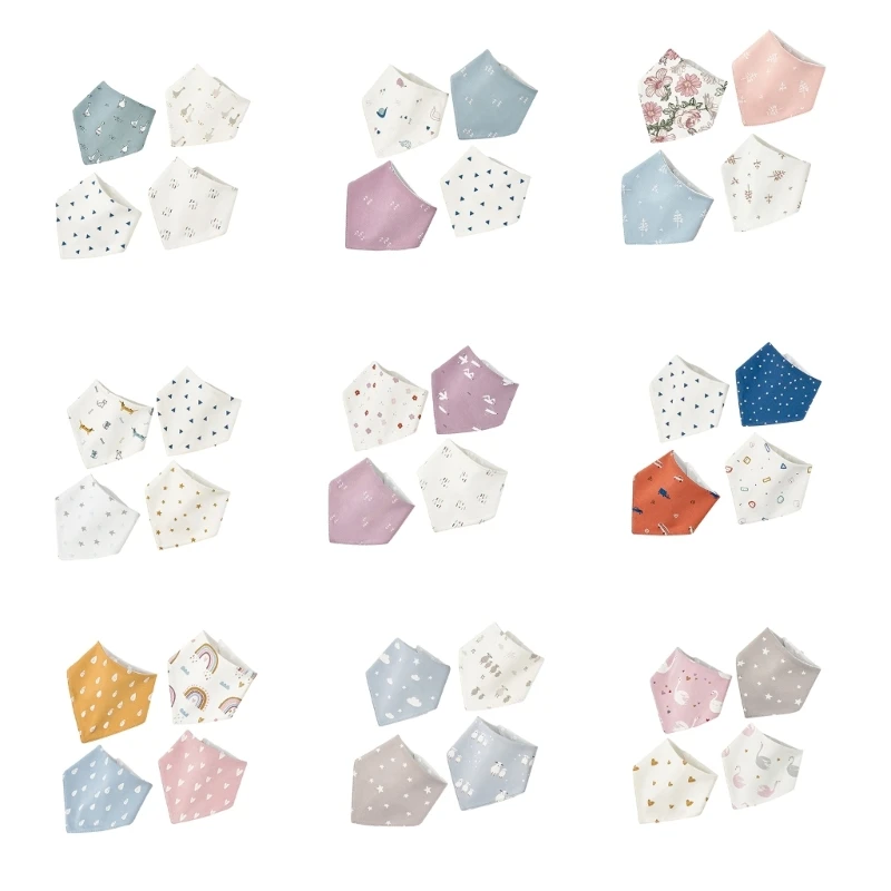 

Pack of 4pcs Waterproof Baby Bibs Absorbent Burp Cloth for Newborn Boys Girls