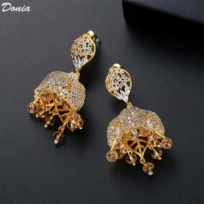 

Donia Jewelry Famous ethnic style earrings European and American new creative tassel Pearl Bell earrings ethnic earrings