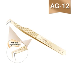 NAGARAKU Professional Precision Fiber Tip Antistatic Eyelash Extension Tweezer (AG - 12)