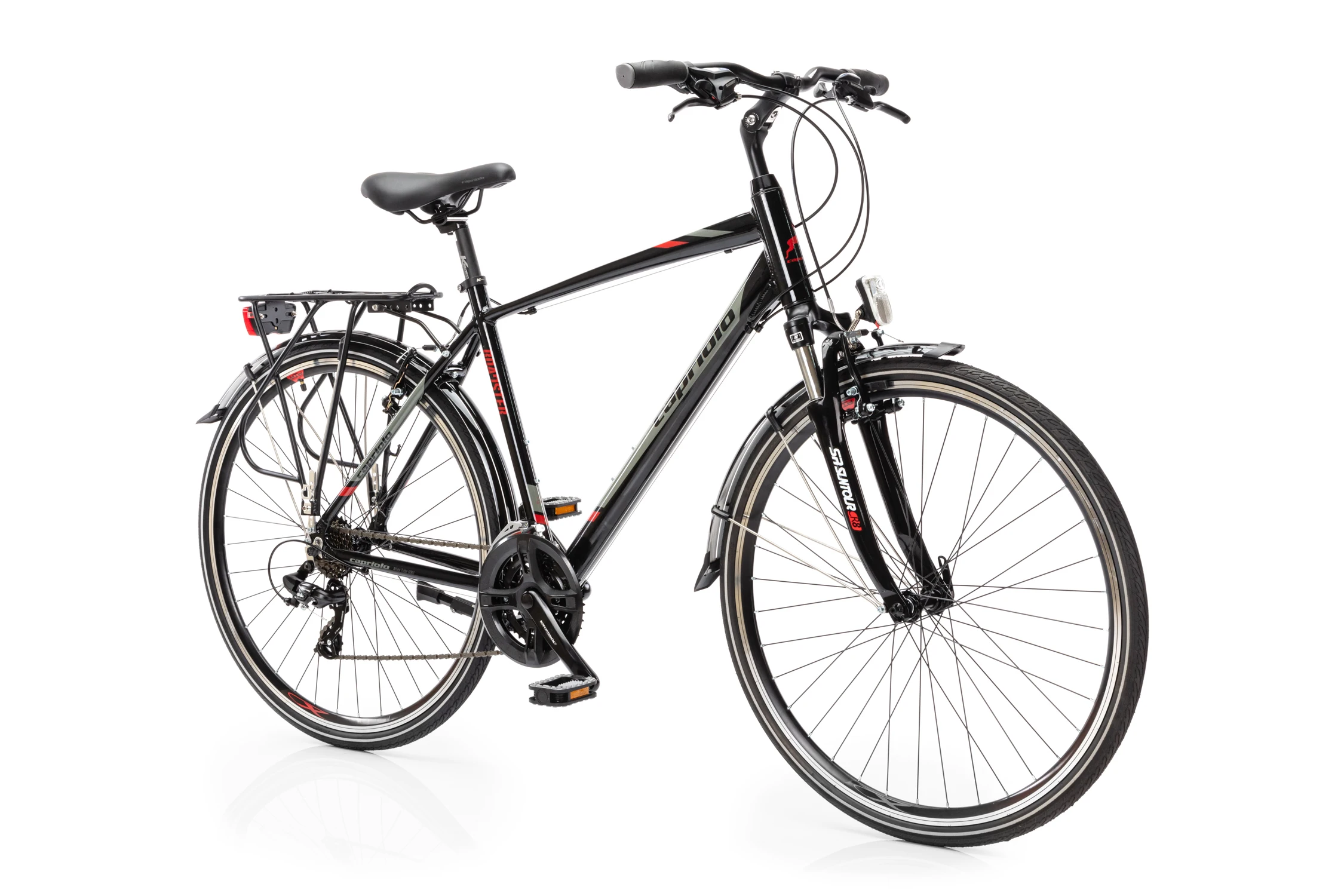 Велосипед CAPRIOLO TOURING ROADSTER MAN рама сталь 20'' колёса 28'' (чёрный-серый-красный)
