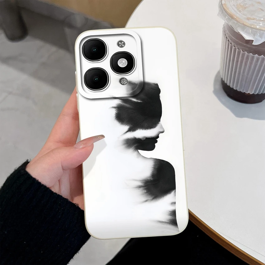 Pretty Floral Liquid Silicone Shockproof Phone Case with Screen Protector