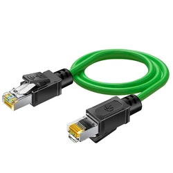 Enhanced Industrial Ethernet Cable - Short Cat6a SFTP, Nylon, 10Gbps Rated, Oil - Resistant for Railway and Factory Automation Applications (Cat6a Green)
