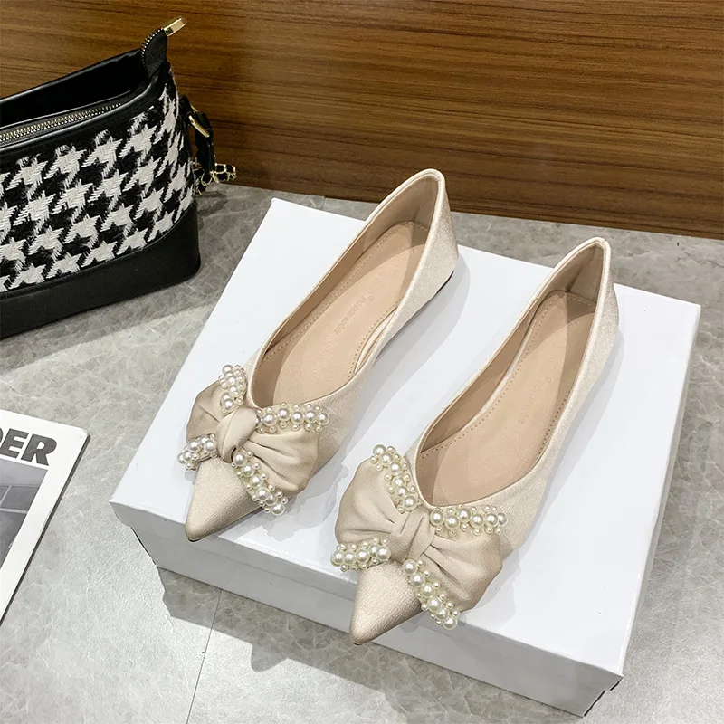 여성용 섹시한 플랫, 우아한 파티 포인트 토 하이 퀄리티 신발, 편안한 신발, 프로모션 원피스, 2024 여름 패션 