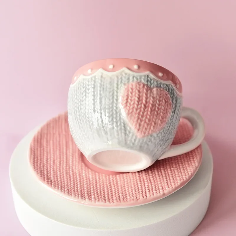 Afternoon Tea Snack Teacup Mug Milk Mug Ceramic Coffee Cup Girl Gift coffee cup saucer set,flower coffee mug set