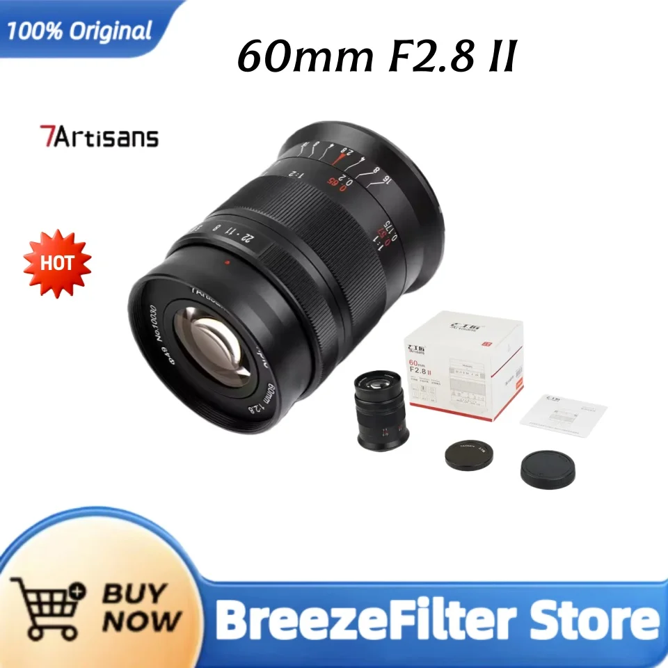 7artisans APS-C 60mm F2.8 II 카메라 렌즈 ( E A7RIII, 후지필름 XT-100, 니콘 ZFC, 캐논 RF, M43 L-마운트용) 매크로 사진 촬영용