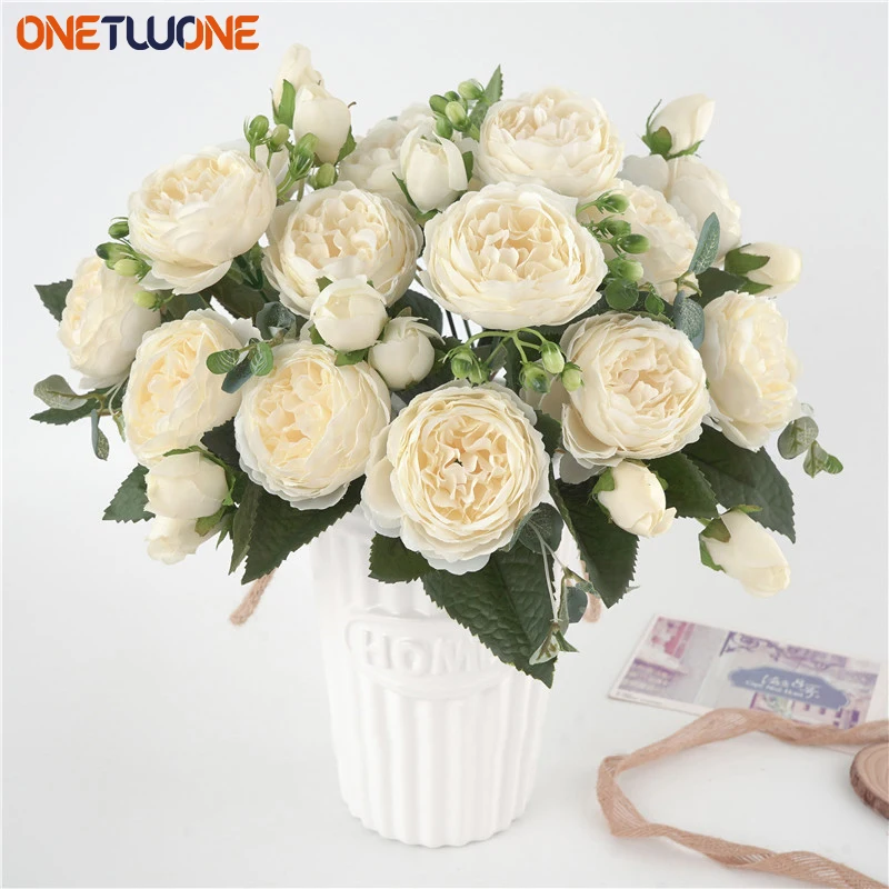 Details about   5 Big Heads/Bouquet Peonies Artificial Flowers Silk Peonies Bouquet 4 Bud 