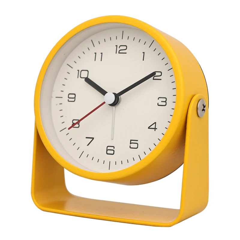 שעון מעורר קטן מתכתי יצירתי, שעון שולחן שקט ספציפי לתלמידים, שעון קוורץ מינימליסטי, לקישוט חדר, שולחן עבודה ומשרד