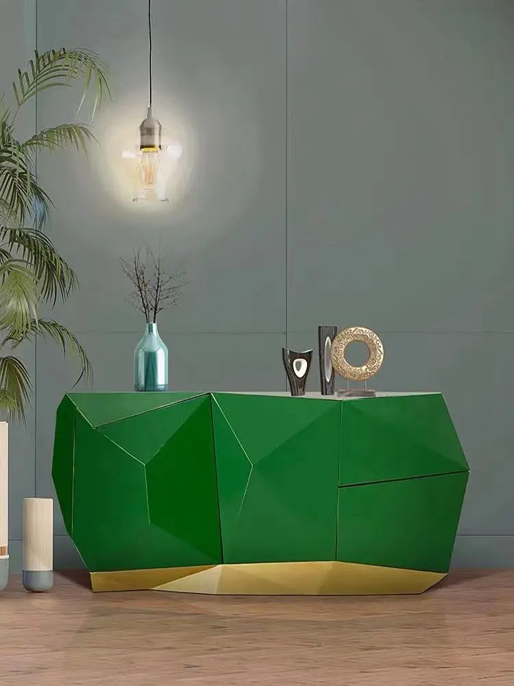 

Modern light luxury dining side cabinet Hotel villa irregular diamond cabinet Fashion creative living room against the wall high