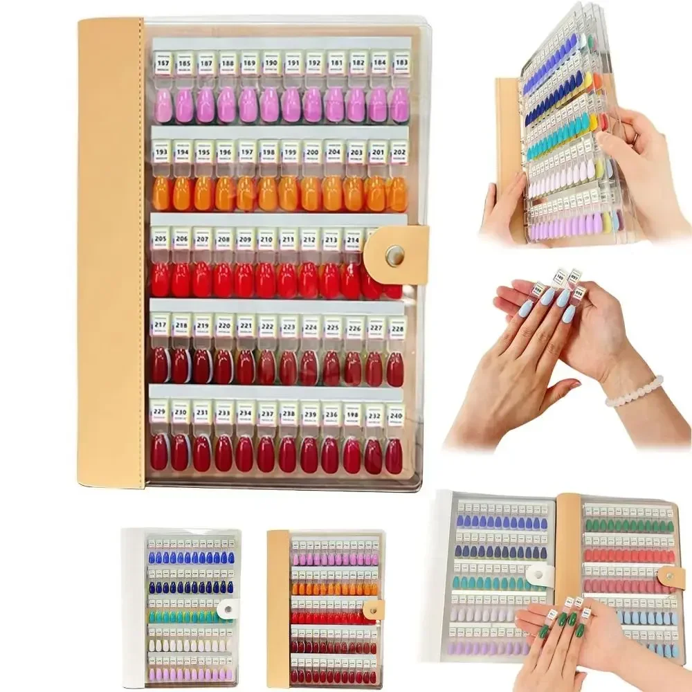 Magnetic Nail Swatches Book No Pattern 120 Color Nail Sample Display Book With Digital Label Removable Nail Color Display Book