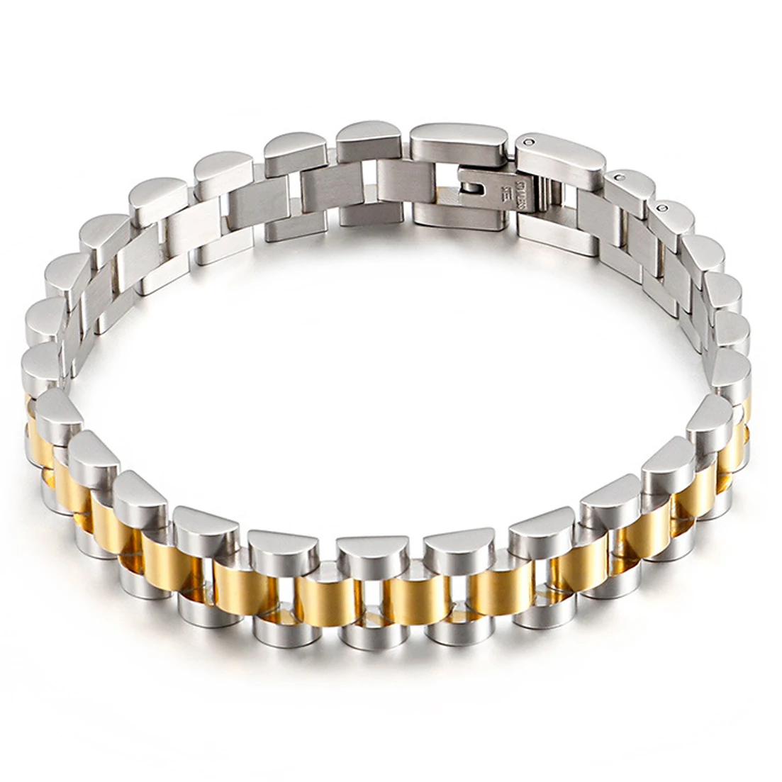 

Granny Chic 10mm*20.5cm Real 316L Stainless Steel Watch Band Link Bracelet Bangle Jewelry for Men Women