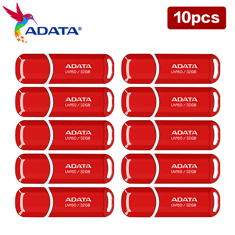 Wholesale 10 Pieces ADATA UV150 USB 3.2 Flash Drive 32GB 64GB Red Pen drive USB Memory Stick