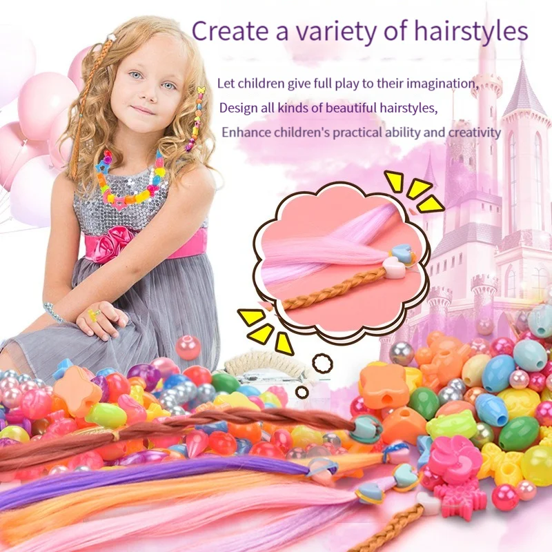 Beading Accessories Set DIY Beaded Hair Braiding Device Girl Play House Creative Bracelet Toy Wig Comb Dressing