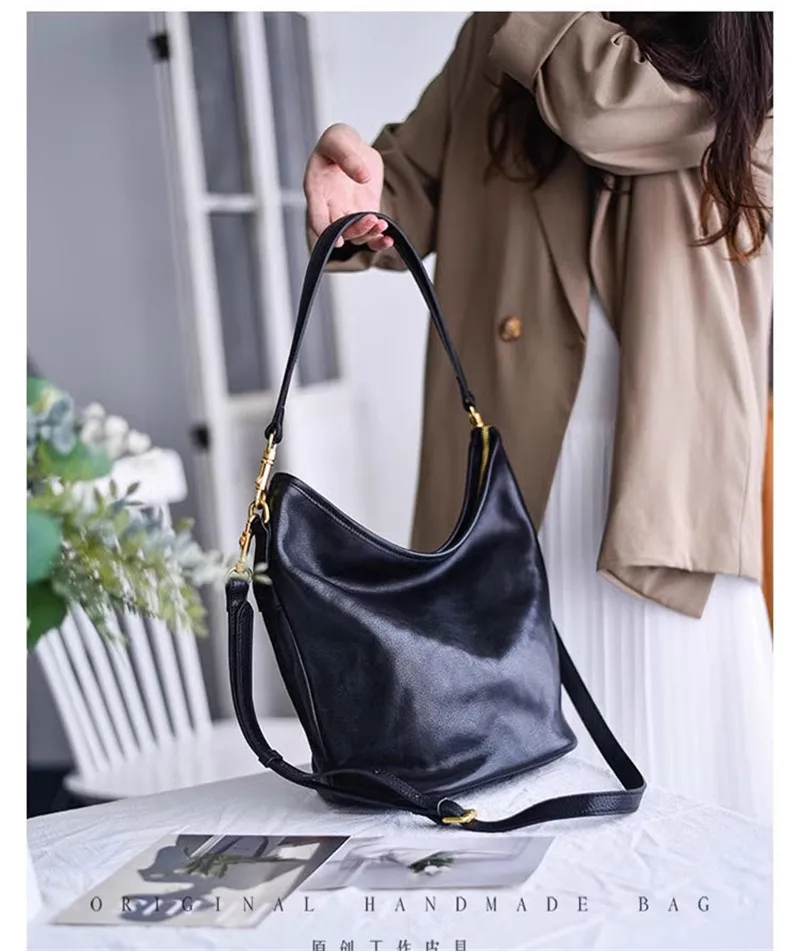 Organizer Designer Luxus Echtleder Damen Bucket Bag Mode Outdoor Wochenend-Party Kuhleder Damen Schultertasche – Detail 18