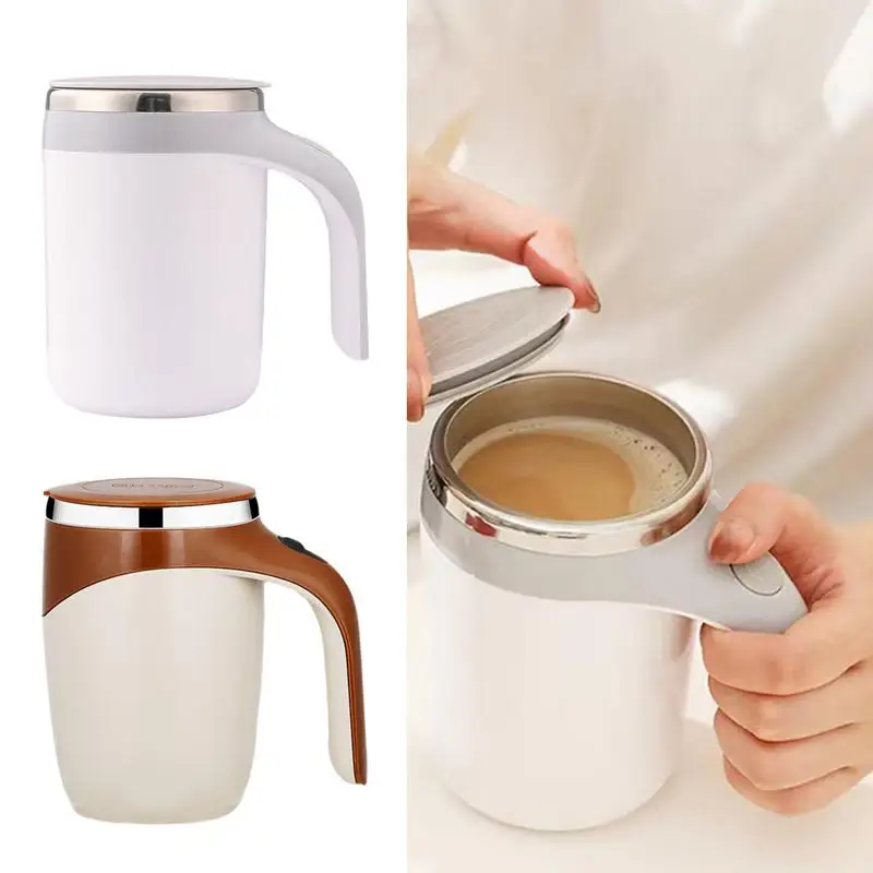 

380ML Mini Electric Coffee Self Mixing Stirring Mug Large Capacity Waterproof Rotating Home Travel Mixing Cup For Tea BrownSugar