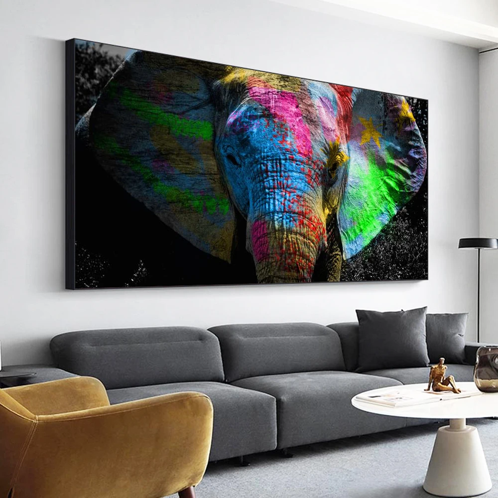 

Graffiti Elephant Wall Art Poster Prints Modern Abstract Color Animal Living Room Home Decor Canvas Painting Picture Mural Gift