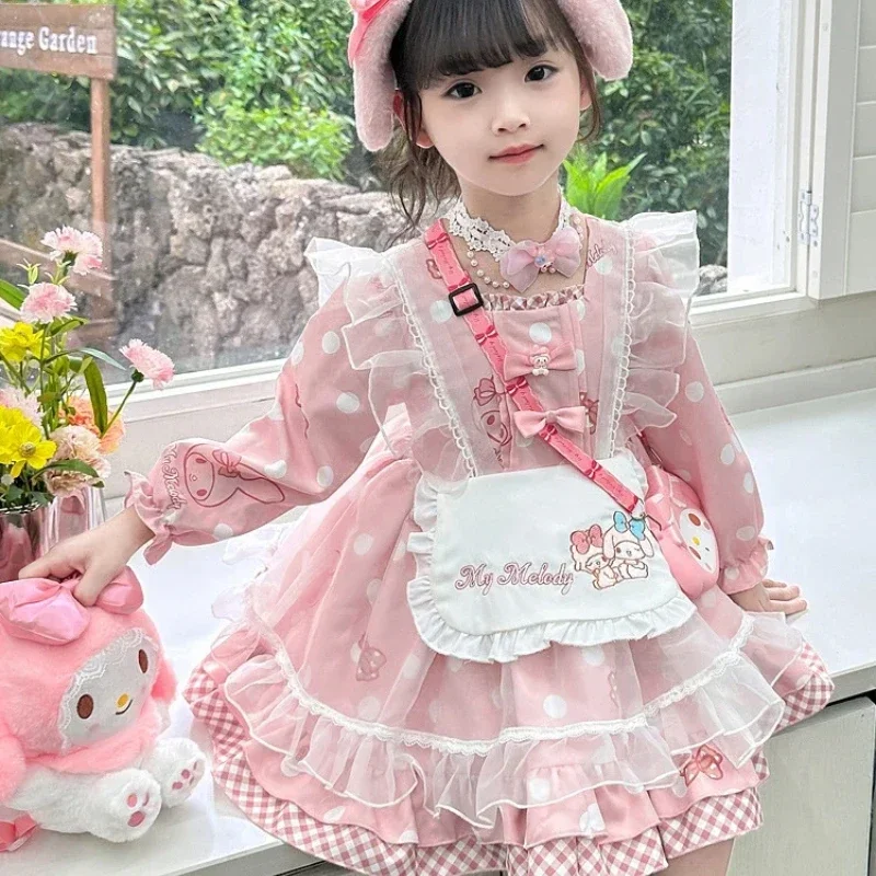 Halloween Sanrio My Melody Anime Children Dress Cartoon Lolita Princess Dresses JK Leisure Suit Summer Party Sweet Girl Birthday