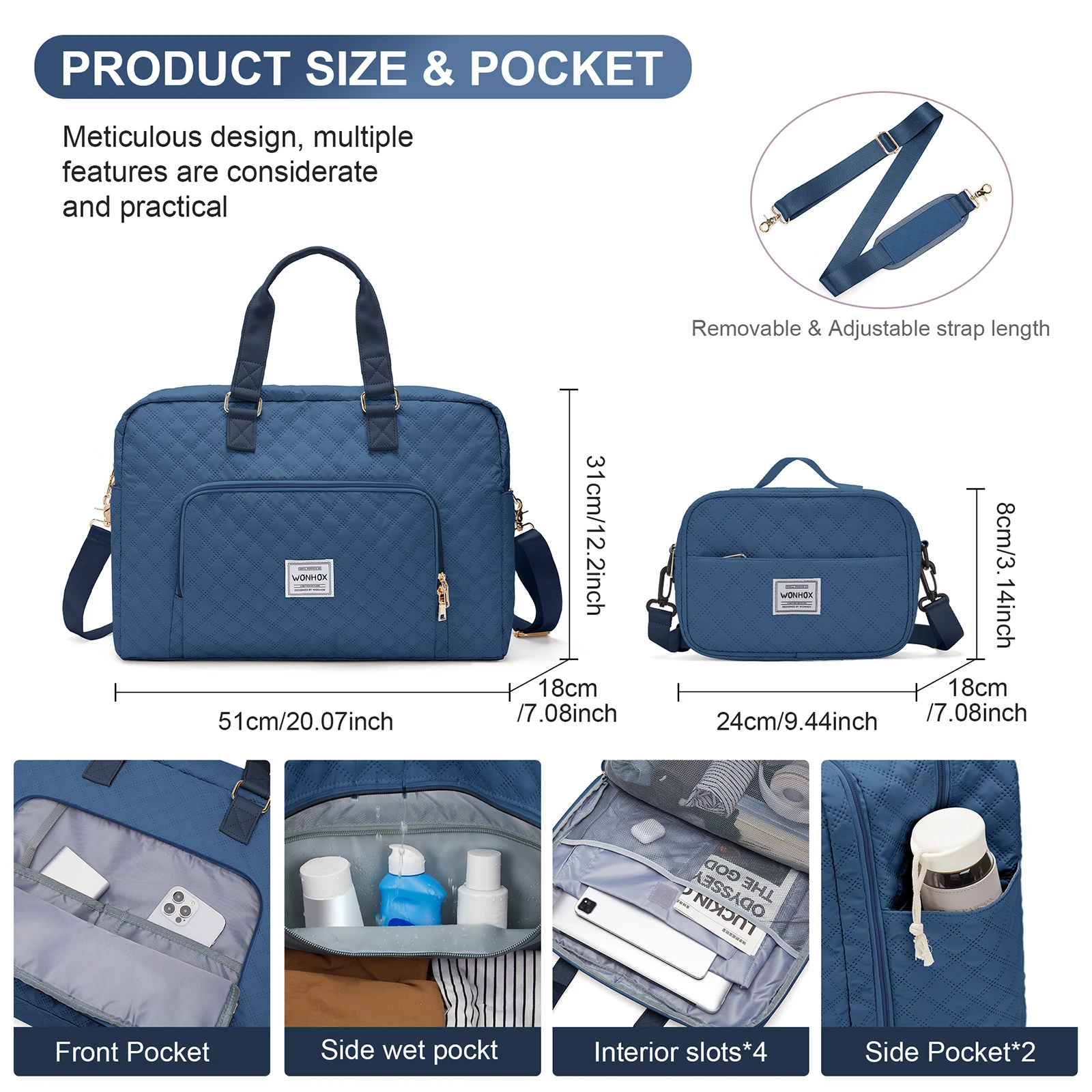 Borsone da viaggio pieghevole per donna weekender bagaglio mano_voghion.com