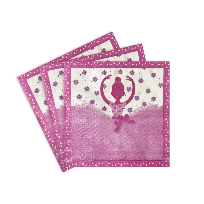 20pcs/Pac 33*33cm 2-Ply New Dancing Ballet Princess Children Girls Birthday Party Decoration Creative Napkin Paper Placemats