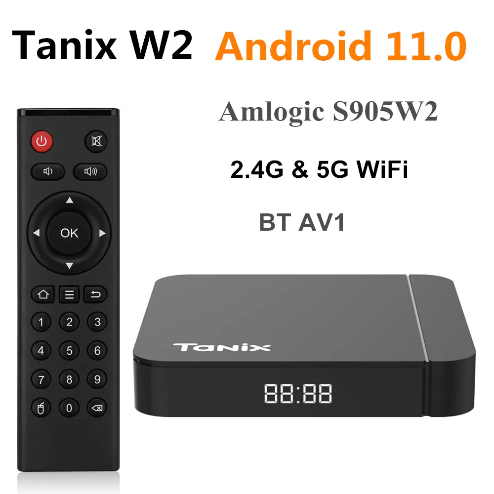 Оригинальная ТВ-приставка Tanix W2 Android 11 Amlogic S905W2 2 Гб 16 3D AV1 BT двойная 4G 5G Wifi 4K HDR