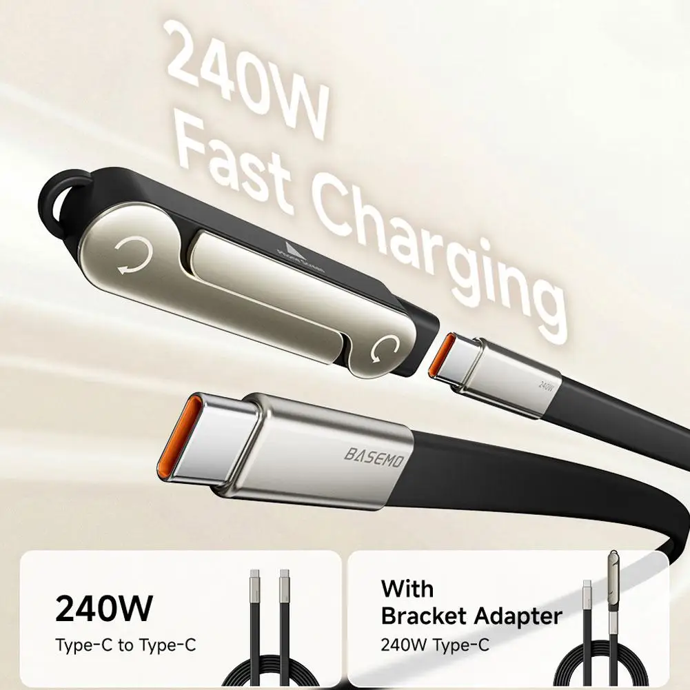 타입-C 브래킷 키트 240W 타입-C-타입-C 고속 충전 액체 실리콘 플랫 케이블/타입 C 어댑터 게임용 접이식 휴대폰 스탠드