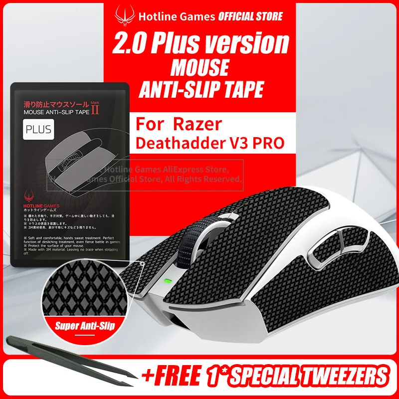 Jogos de Linha Direta 2.0 Mais Fita de Aperto Antiderrapante do Mouse para Razer Deathadder v3 Pro Atualização do Aperto Absorção de Umidade Pré Corte Fácil de Aplicar