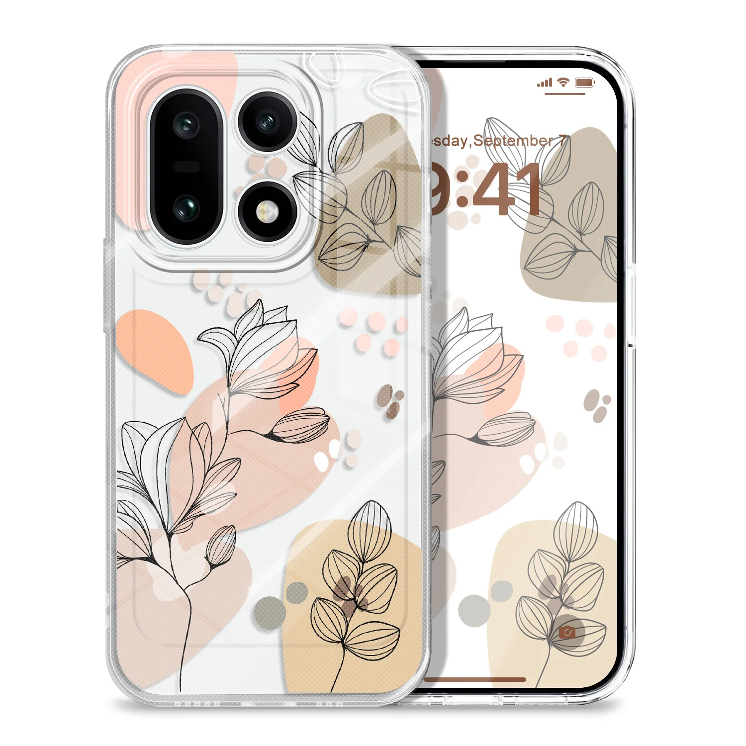 Elegant Transparent Floral Soft TPU Phone Case