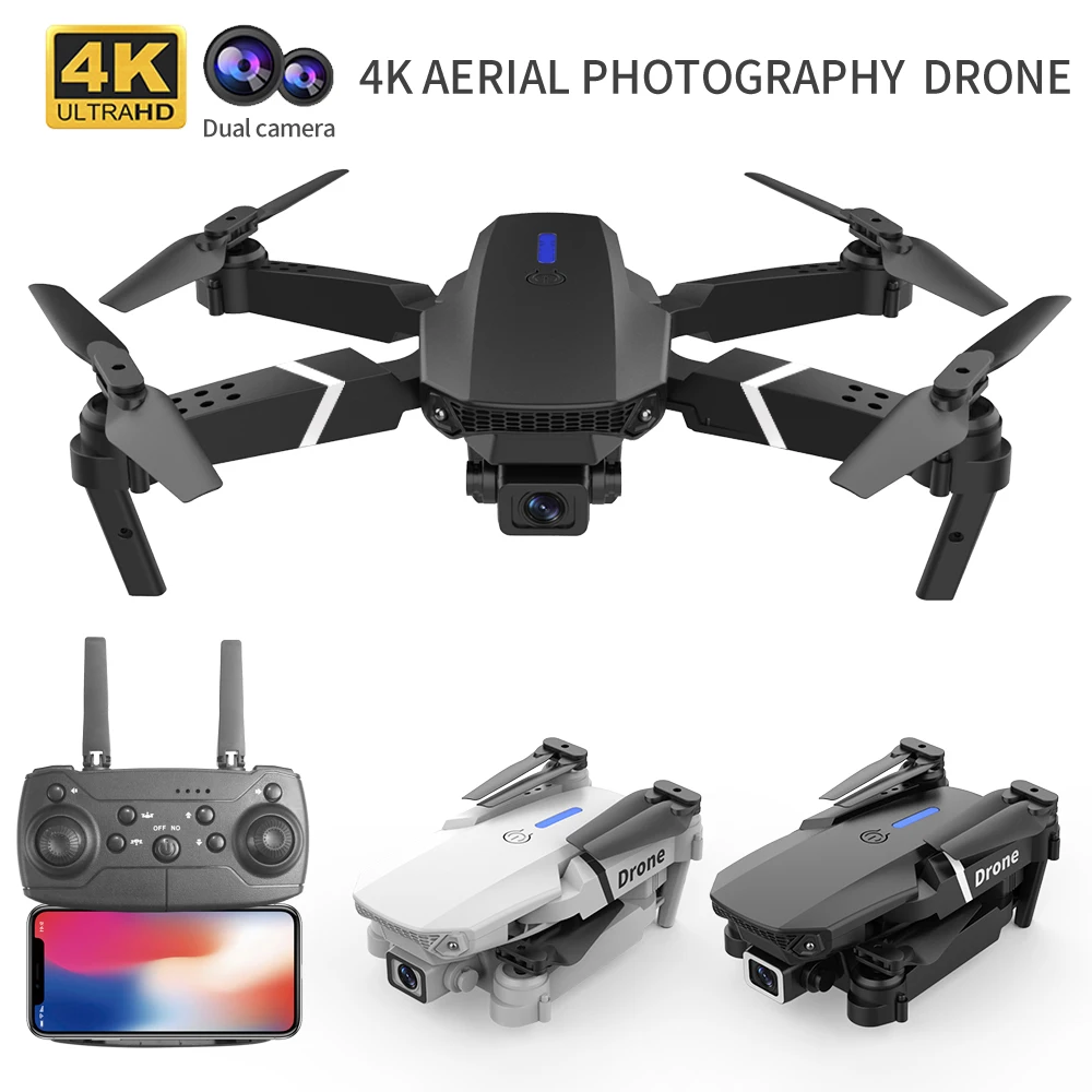 전문가용 E88RC 미니 드론, 4K HD 카메라, 와이파이 FPV, 360 ° 공..
