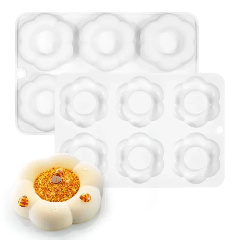 6-Cavity Flower Shaped Donut Silicone Mold Fondant Cake Mold