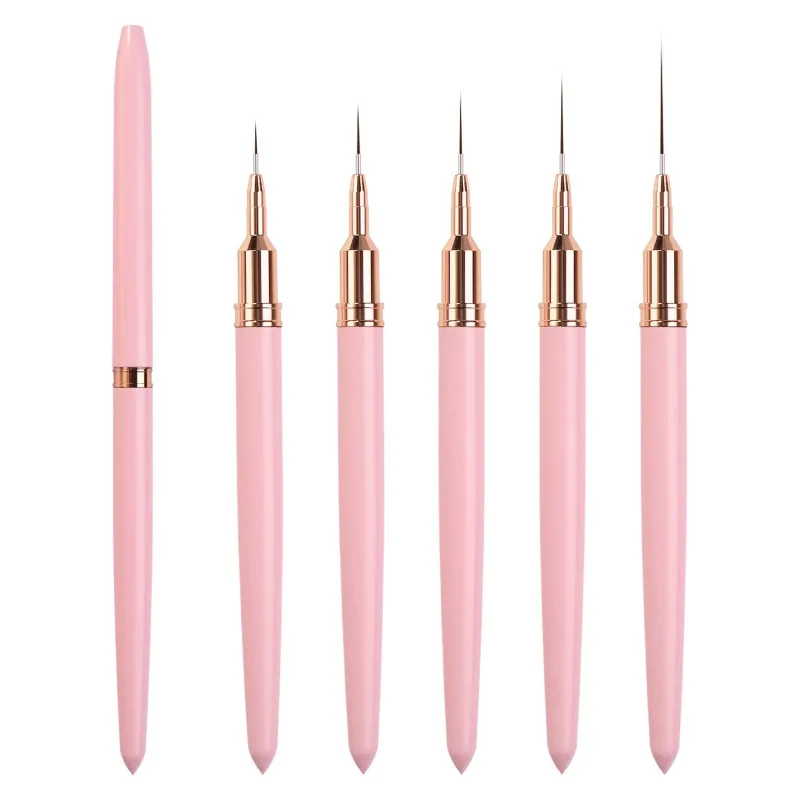 Nail Art Liner Brushes Set Elongated Lines Striping Drawing UV Gel Painting Nail Design Pen Professional Manicure Tool 5 Pcs