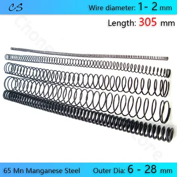 305mm Compression Spring 65 Mn Manganese Steel Pressure Spring Wire Dia 1 1.2 1.4 1.5 1.6 1.8 2mm Outer Dia 6 7 8 9 - 28mm