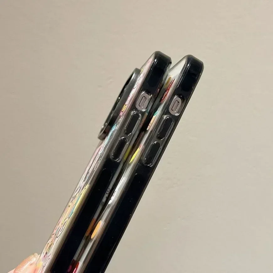 Acrylic Black Border Cartoon Rabibt iPhone 11 12 13 14 15 Pro Max Case - Protective iPhone Case with MagSafe