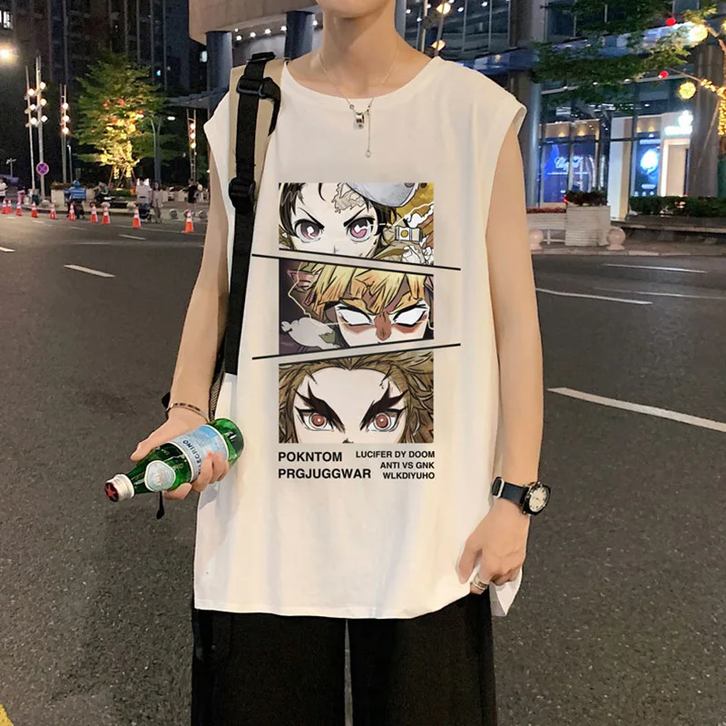 

Summer New Casual Loose Tank Top Men's Sleeveless T-shirt Thin Underlay Singlet Men Streetwear Gym Clothing Men Tees