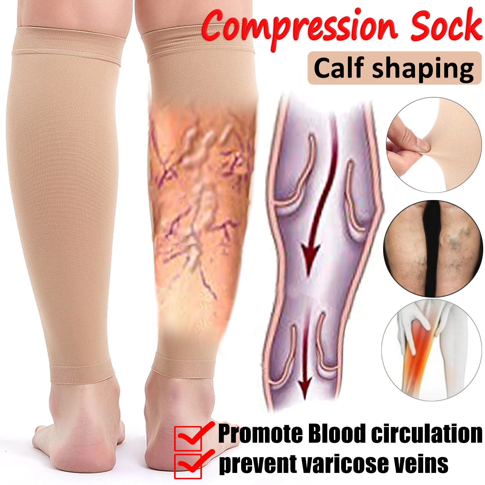 Medical Calf Compression Stockings Varicose Veins Shaping