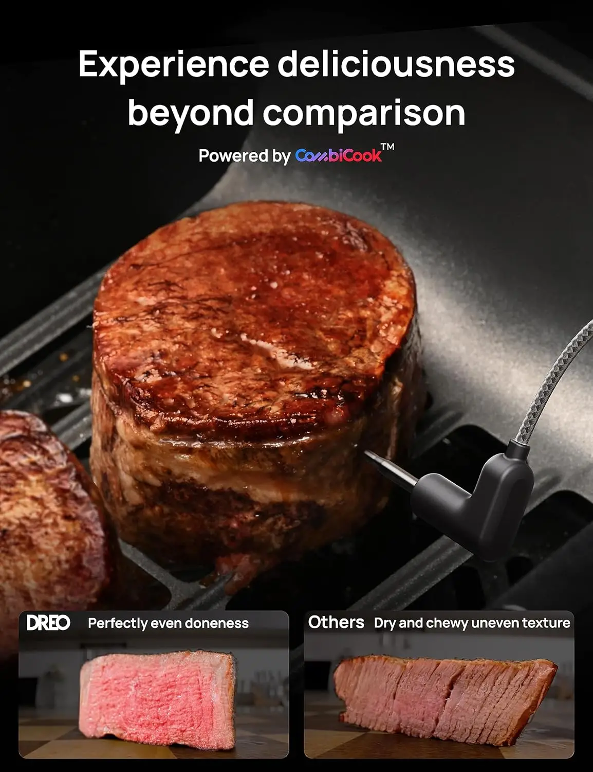Dreo ChefMaker Combi Fryer, Cook like a pro with just the press of a button, Smart Air Fryer Cooker with Cook probe, Water Atomi