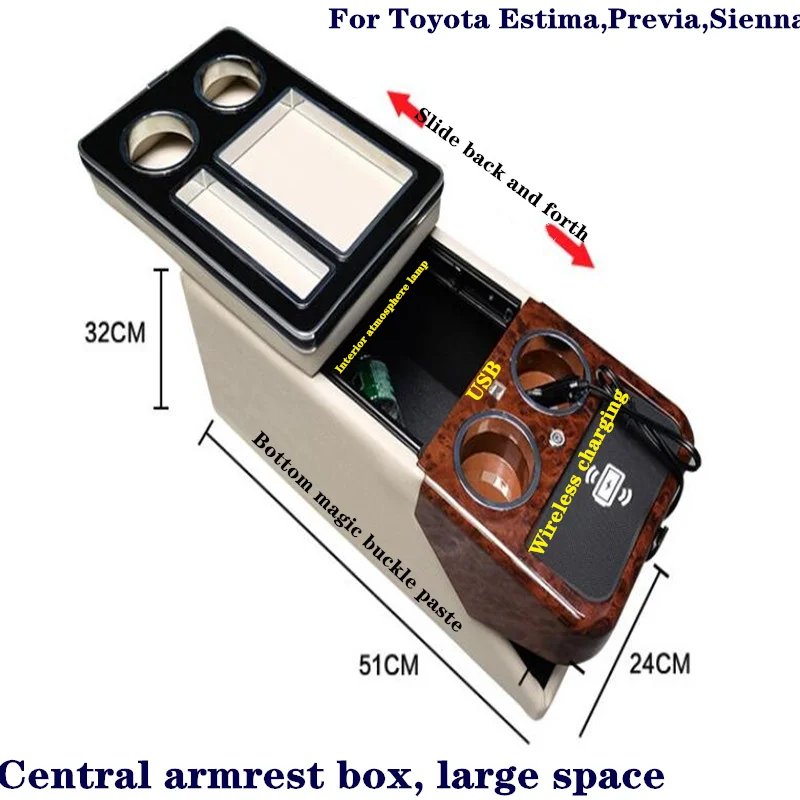 For Toyota Estima,previa,sienna Multifunctional Car Console Box,armrest
