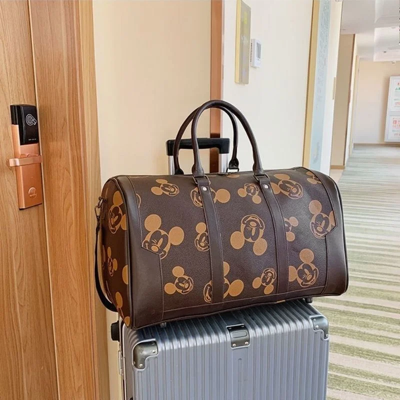 Travel Bags Canvas Tote Bag Leisure Bag Disney Mickey Fashion Suitcase Travel Tote Bag Men's and Women's Luggage Bag Large Capacity One-shoulder MessengerPU