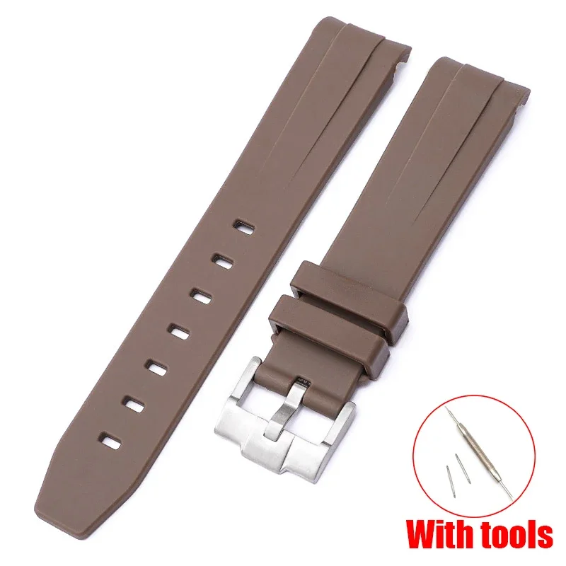 Curved End Silicone Sport Watch Band - Soft Rubber Strap 20mm