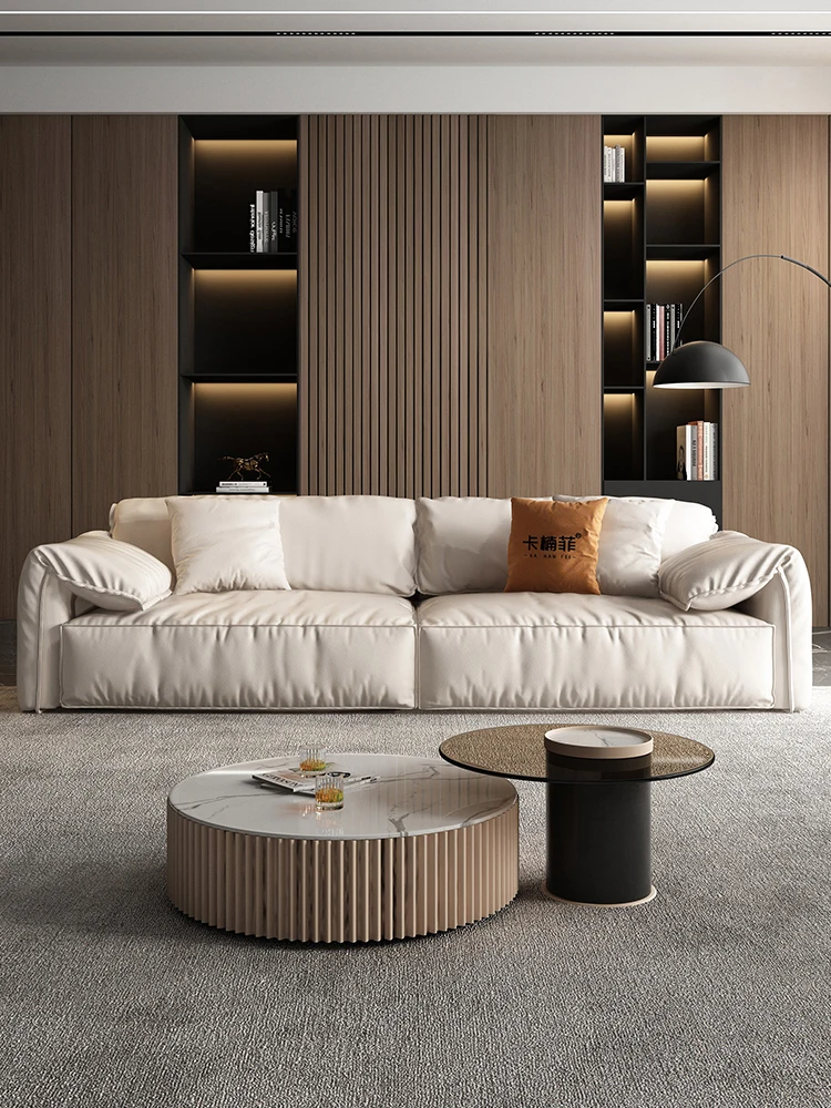 

Italian minimalist cream style fabric sofa, elephant ear living room, minimalist modern small unit technology fabric sofa