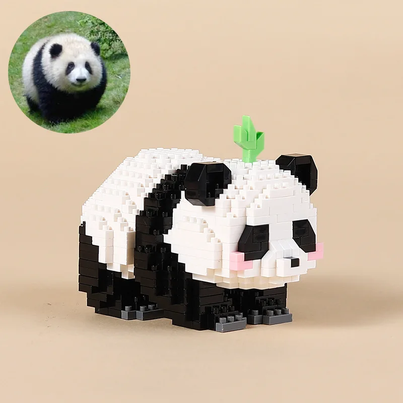 Kawaii Panda Life Micro Building Blocks Cute Animal Model Huahua