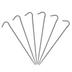 Titanium Tent Pegs with Bend Hook - Durable Outdoor Camping Stakes Set (6 or 10 Pack) (6pcs)